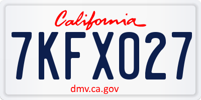 CA license plate 7KFX027