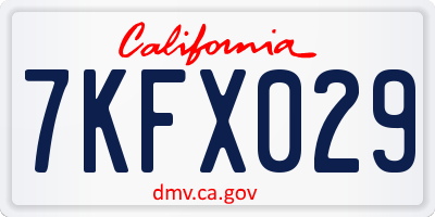CA license plate 7KFX029