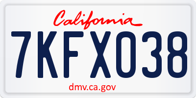 CA license plate 7KFX038