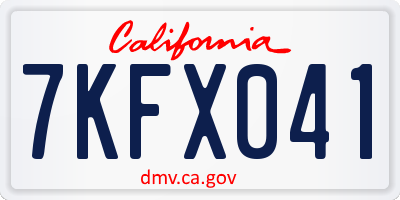 CA license plate 7KFX041