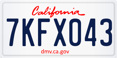 CA license plate 7KFX043