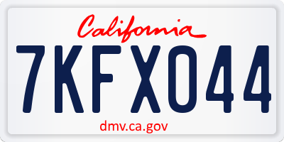 CA license plate 7KFX044