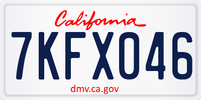 CA license plate 7KFX046