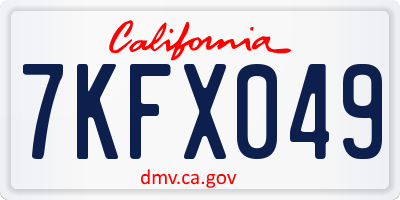 CA license plate 7KFX049