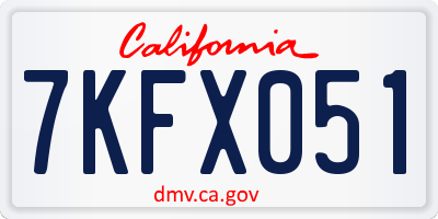 CA license plate 7KFX051