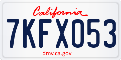 CA license plate 7KFX053