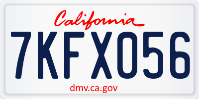 CA license plate 7KFX056
