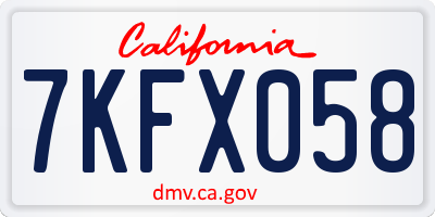 CA license plate 7KFX058