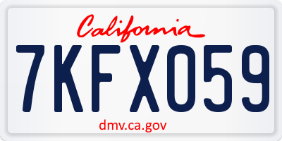 CA license plate 7KFX059