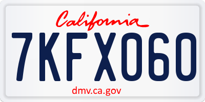 CA license plate 7KFX060