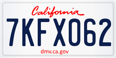 CA license plate 7KFX062