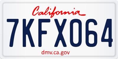 CA license plate 7KFX064