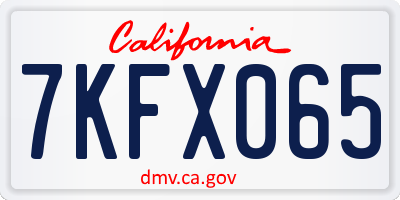 CA license plate 7KFX065