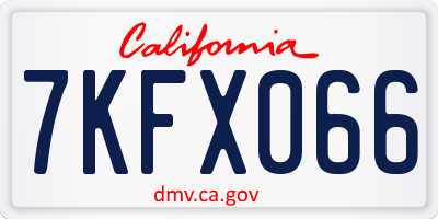 CA license plate 7KFX066
