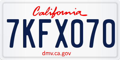 CA license plate 7KFX070