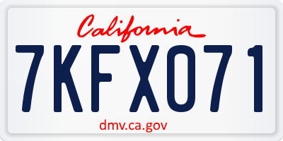CA license plate 7KFX071