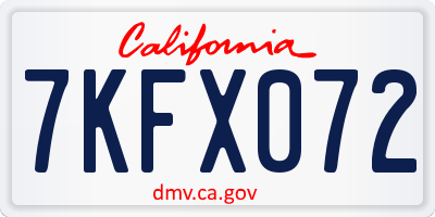CA license plate 7KFX072