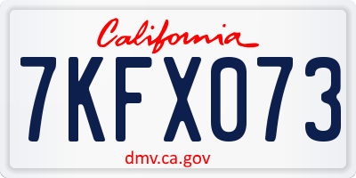 CA license plate 7KFX073