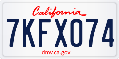 CA license plate 7KFX074
