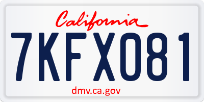 CA license plate 7KFX081