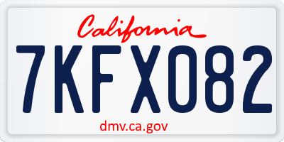 CA license plate 7KFX082