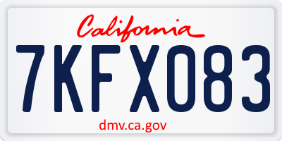CA license plate 7KFX083