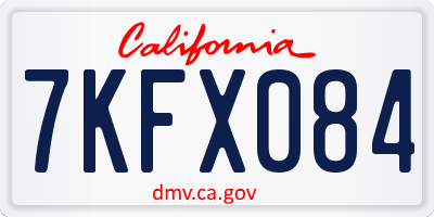 CA license plate 7KFX084