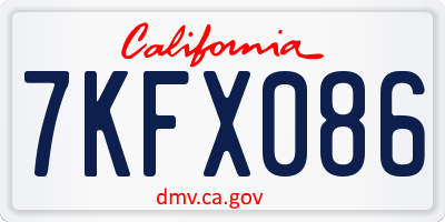 CA license plate 7KFX086