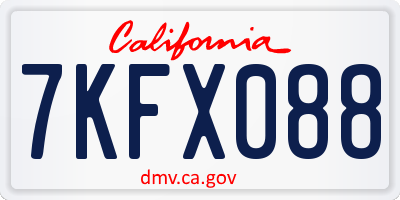 CA license plate 7KFX088
