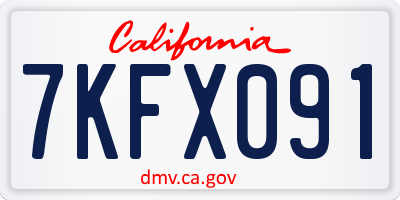 CA license plate 7KFX091