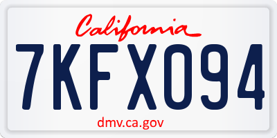 CA license plate 7KFX094