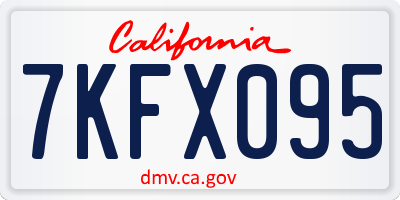CA license plate 7KFX095