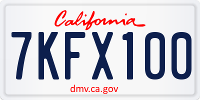 CA license plate 7KFX100