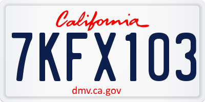 CA license plate 7KFX103