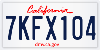 CA license plate 7KFX104