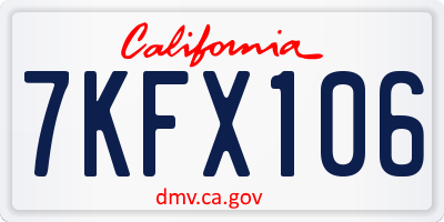 CA license plate 7KFX106