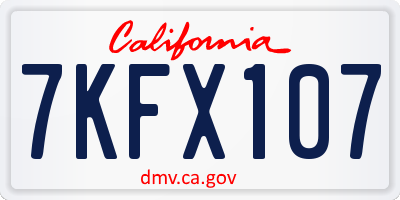 CA license plate 7KFX107