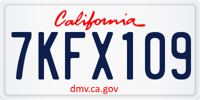 CA license plate 7KFX109