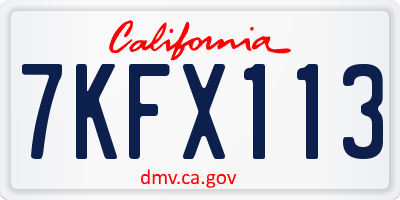 CA license plate 7KFX113
