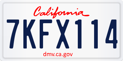 CA license plate 7KFX114