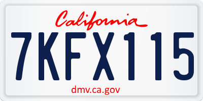 CA license plate 7KFX115
