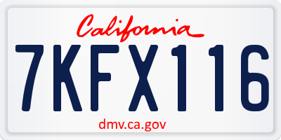 CA license plate 7KFX116