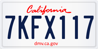 CA license plate 7KFX117