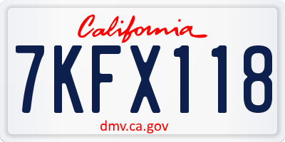 CA license plate 7KFX118