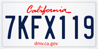 CA license plate 7KFX119