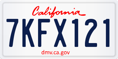 CA license plate 7KFX121