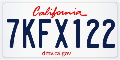 CA license plate 7KFX122