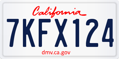 CA license plate 7KFX124