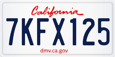 CA license plate 7KFX125