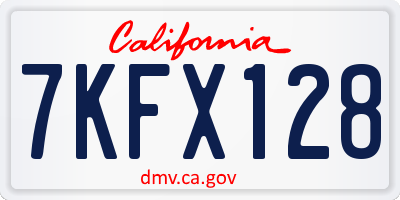 CA license plate 7KFX128